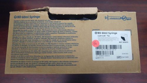 Bd syringe 60ml/cc luer-lok tip #309653 new open box of 36 each in date medical for sale