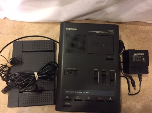 OLYMPUS PEARLCORDER T1000 Microcassette Transcriber with pedal and headset
