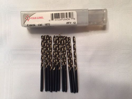 (12) CLE-LINE C18434 1/8 X 2-3/4 BLACK &amp; GOLD HSS SPLIT PT PARABOLIC DRILL BIT