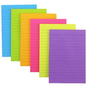 New Sticky Notes with Lines Lined Sticky Notes 4x6 Bright Multi Colors 6 Pads 45