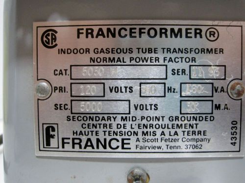 Franceformer 5030 wf transformer for neon lighting 5000 volt for sale