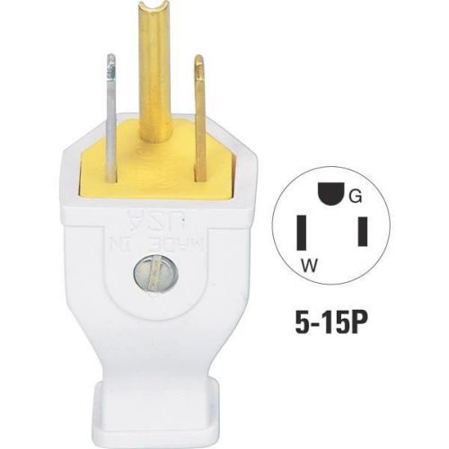 Cooper Wiring SA399W Grounded Cord Plug-WHT GRND CORD PLUG