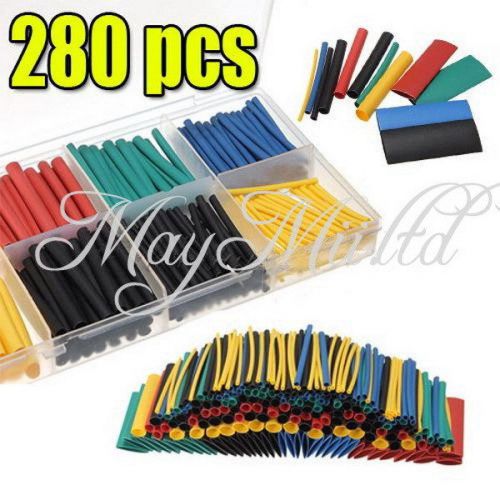 280pcs Assortment 2:1 Heat Shrink Tubing Ratio Sleeving Wrap Wire Kit Box CA