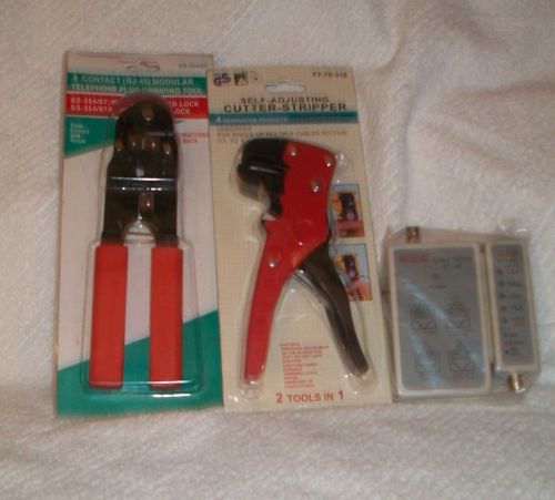 Self adjusting cutter stripper &amp; telephone plug crimping tool&amp; cable tester new for sale