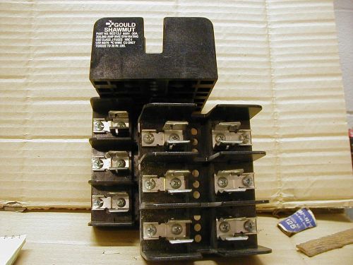 Gould shawmut 60313j 3 pole fuse block, 600 v, 30 amp, use class j fuses for sale