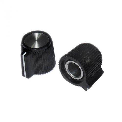 Small Pointer Knob, Black w/Silver Face, 2pcs