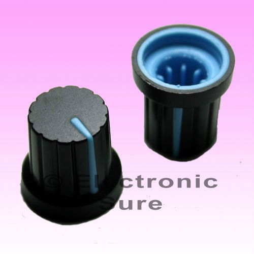 20 x knob black with light blue mark for potentiometer pot 6mm shaft size for sale