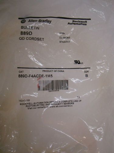 New allen bradley bulletin 889d qd cordset 889d-f4acde-1m5 for sale