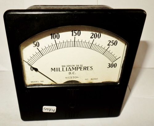 Vintage Weston 4&#034; Square Panel Ammeter Amp Meter Current 0-300 Ma Amperes