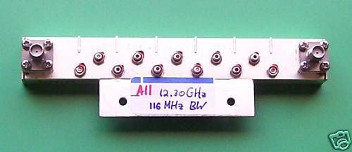 RF microwave bandpass filter, 12.80 GHz / 116 MHz, cavity re-tunable, tested