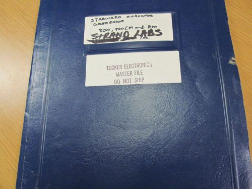 Strand labs 800, 800-cm, 800-rm stablized microwave generators oper manual 44475 for sale