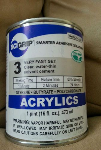 FOUR Plastic Solvent Glue Cement for Acrylic/Plexiglass 16 oz.IPS Weld-on #3