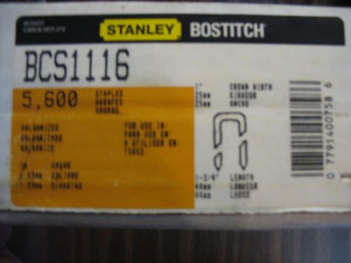 STANLEY BOSTITCH 1&#034; CROWN GALV STAPLES 5,600 PCS 16 GA. 1 3/4&#034; LONG BCS1116