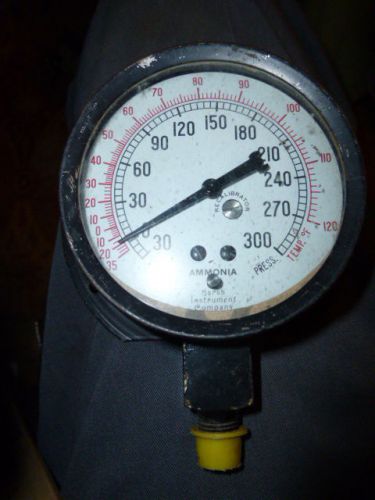 MARSH COMPOUND VACUUM PRESSURE GAUGE 3-1/2&#034; AMMONIA TEST GAUGE 30 HG AND 300PSI