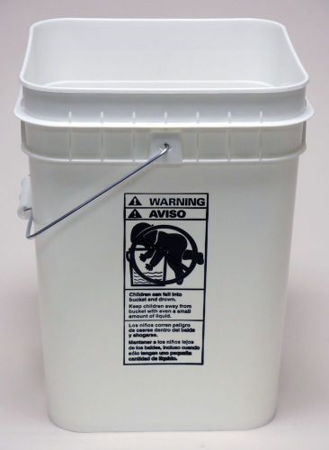 4 Gallon Square Plastic Pail with Lid   Case of 4     SQ2140W / SQ2140WL