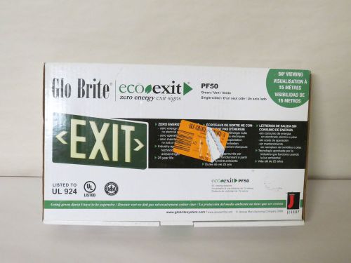 Glo brite eco exit pf50 green exit sign single-sided zero energy exit sign for sale