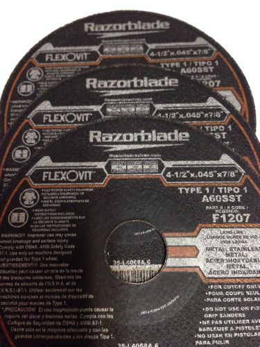 FLEXOVIT RAZORBLADE 4 1/2&#034; x .045&#034; x 7/8&#034;TYPE 1 CUTOFF WHEEL-3 PACK