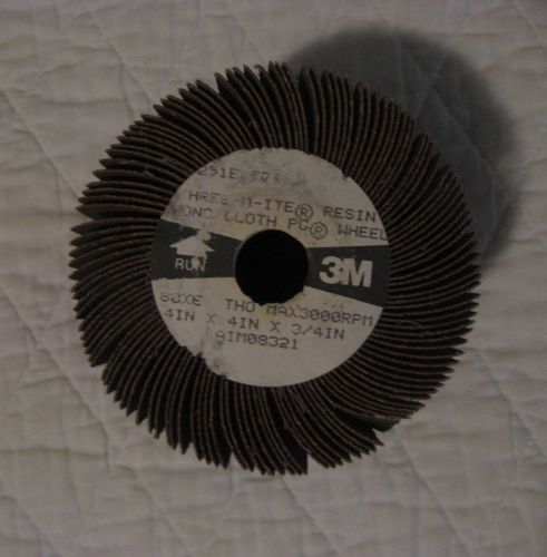 3M abrasive flap sanding wheel 4&#034; x 4&#034;, 80 grit, unmounted,  for 3/4&#034; arbor