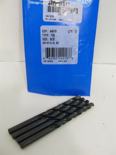 Chicago-Latrobe Series 150, 44018, 9/32&#034;, HSS, Jobber Length Drill Bits - 4 each