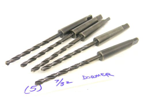 5 USED DORMER BRAZIL 7/32&#034; TAPER SHANK TWIST DRILLS #1MT .2188&#034;