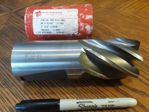 Brubaker, End Mill, 6 flute, 2&#034; dia, 2&#034; cut, 5-3/4&#034; long, M42, 519580 VERY sharp