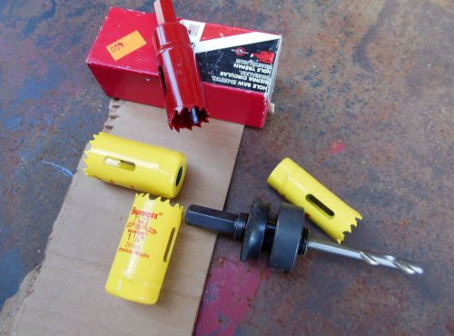 Starrett a2 hole saw arbor w/pilot drill + 4 new hole saws for sale