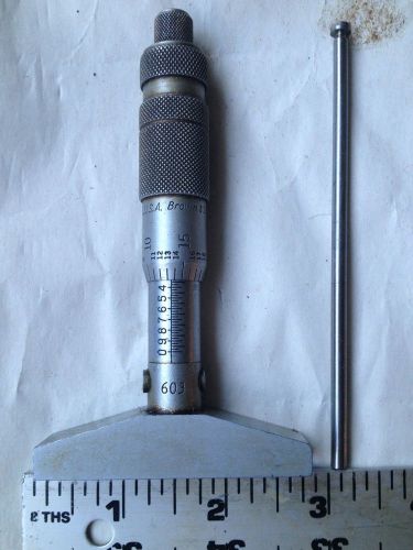 MACHINIST LATHE TOOL BROWN &amp; SHARPE #603 DEPTH GAGE MICROMETER