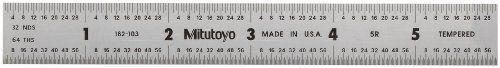 Mitutoyo 182-103 , Steel Rule, 6&#034; (5R), (1/32, 1/64&#034;, 1/10&#034;, 1/100&#034;), 3/64&#034;