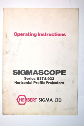 HERBERT SIGMA INSTRUCTIONS Manaul SIGMASCOPE 937 &amp; 933 Profile  PROJECTORS RR680