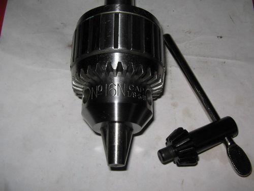 Jacobs # 16n super drill chuck/key, mt3 arbor, jt3 mount, 1/8&#034;-5/8&#034; capacity,nj for sale