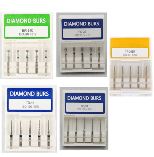 5 Boxes Dental Diamond Burs for High Speed Handpiece Medium FG 1.6mm