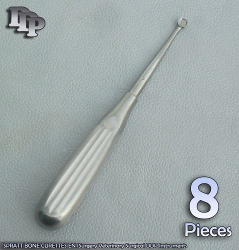 8 Pcs SPRATT BONE CURETTES 2 ENT Surgery Veterinary Surgical DDP Instruments