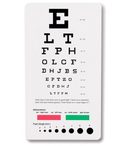 Prestige Medical Snellen Pocket Eye Chart 3909 - FREE SHIPPING