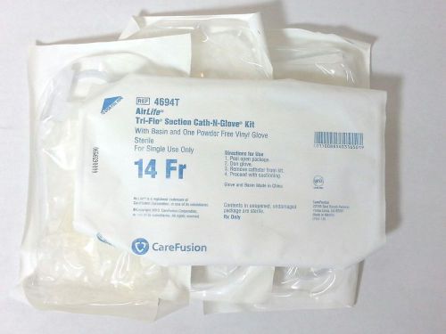 20 airlife carefusion tri-flo suction cath-n-glove kits 14 fr basin latex free for sale