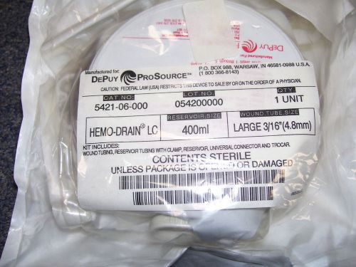 ! depuy prosource hemo-drain lc 400ml large 3/16&#034;(4.8mm) tube 5421-06-000 for sale