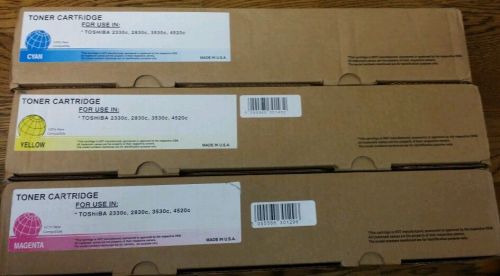 3 Toners, Cyan, Yellow, Magenta for Toshiba e-studio 2330C/2830C/3530C/4520C