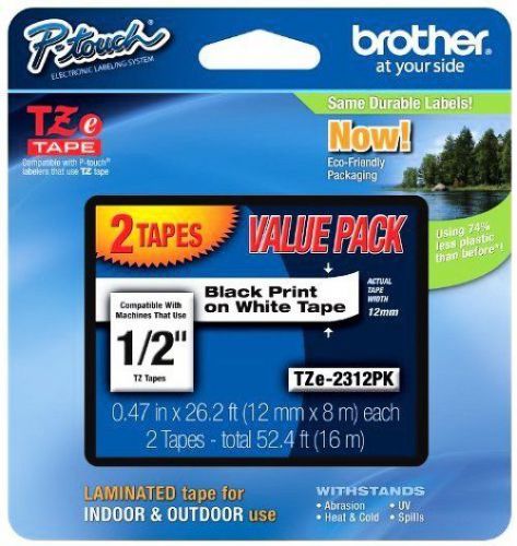 Brother Laminated Black On White Tape 6Pack (TZe2312PK)