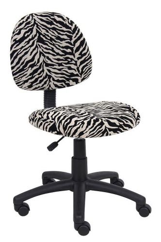 B325 BOSS ZEBRA PRINT MICROFIBER DELUXE POSTURE OFFICE TASK CHAIR