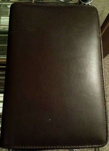 Brown leather bound day-timer day planner book notebook binder for sale