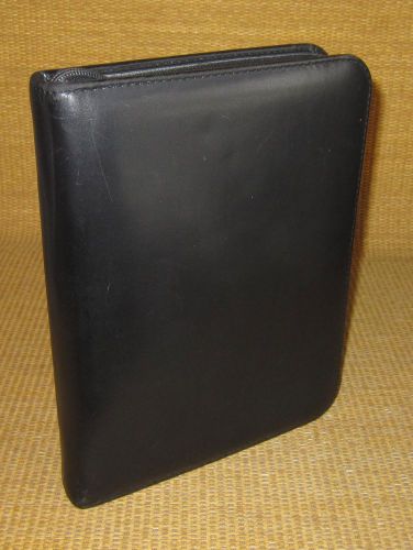 Desk 1.2&#034; rings | black leather day-timer zipper planner/binder franklin classic for sale