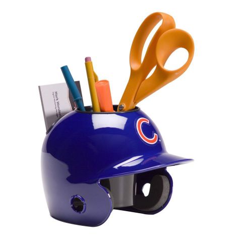 SCHUTT MLB CHICAGO CUBS MINI BASEBALL BATTER&#039;S HELMET OFFICE SUPPLY DESK CADDY