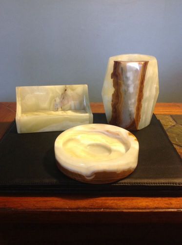 Real Onyx(Pakistan) Desk Set, Business Card Holder/Pen Holder/Coaster Or Ashtray