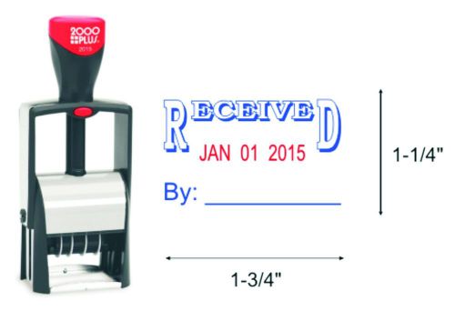 2000 Plus 2360 Dater Self-Inking Rubber Stamp - Blue Text &amp; Red Date (Received)