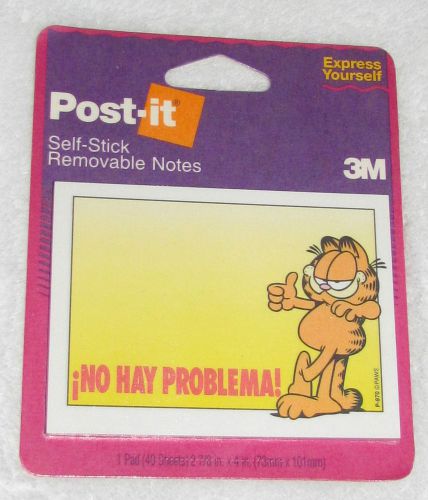 NEW! 1994 3M GARFIELD JIM DAVIS POST-IT NOTES PAD &#034;?NO HAY PROBLEMA!&#034; 40 SHEETS