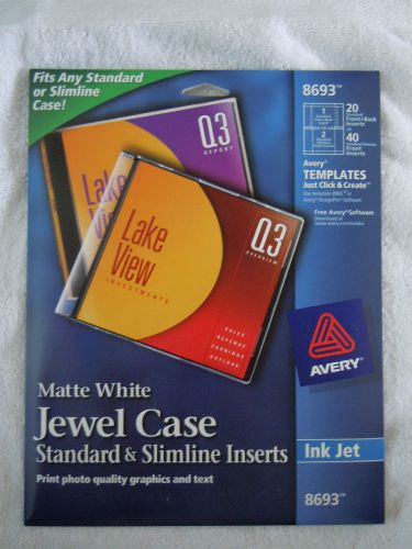 AVERY 8693 JEWEL CASE STANDARD &amp;SLIMLINE INSERTS, MATTE WHITE