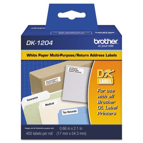 Die-Cut Multipurpose Labels, .66&#034; x 2.1&#034;, White, 400/Roll