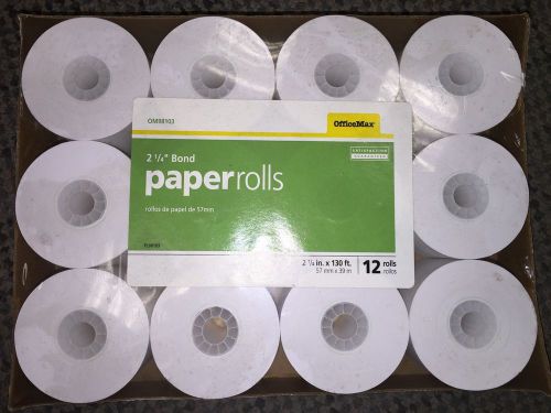 12 rolls of 2 1/2 x 130 ft. Bond Paper Rolls (Office Max Brand)