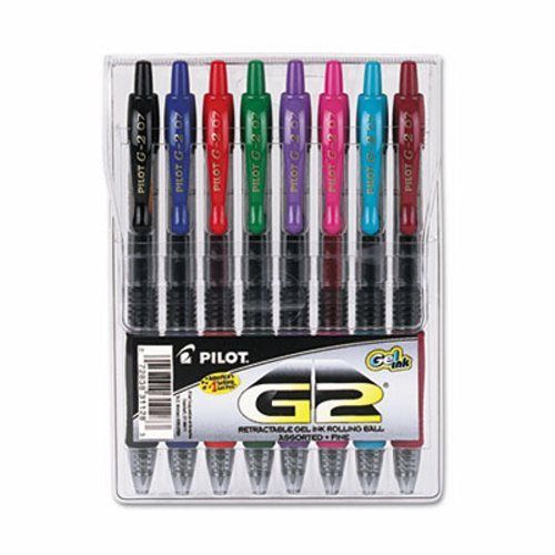 Pilot G2 Premium Retractable Gel Ink Pen, Assorted Inks, .7mm, 8/Pack (PIL31128)