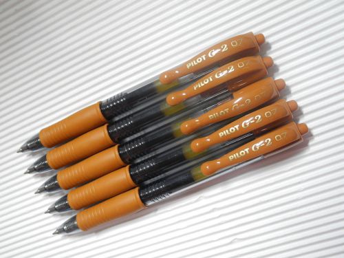 6pcs Pilot retractable G-2 0.7mm fine Roller Ball pen Brown(Japan)