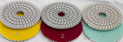 Diamond polishing pads 4 inch wet/dry 3 step set granite stone concrete amazing for sale